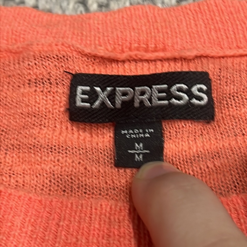 Coral and Gray Striped Women's Top - Picture 2 of 5